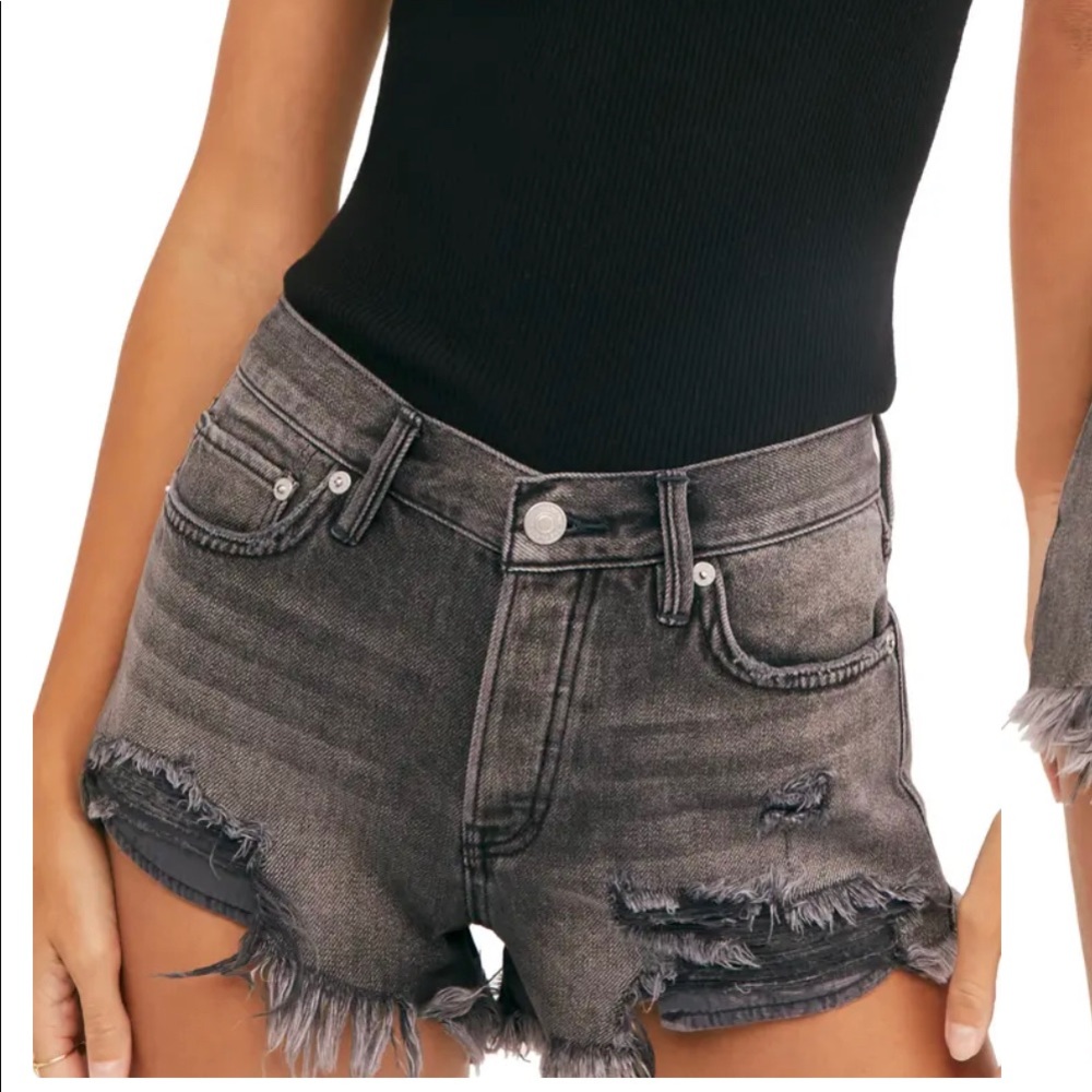 Free People Fray Hem Denim Shorts